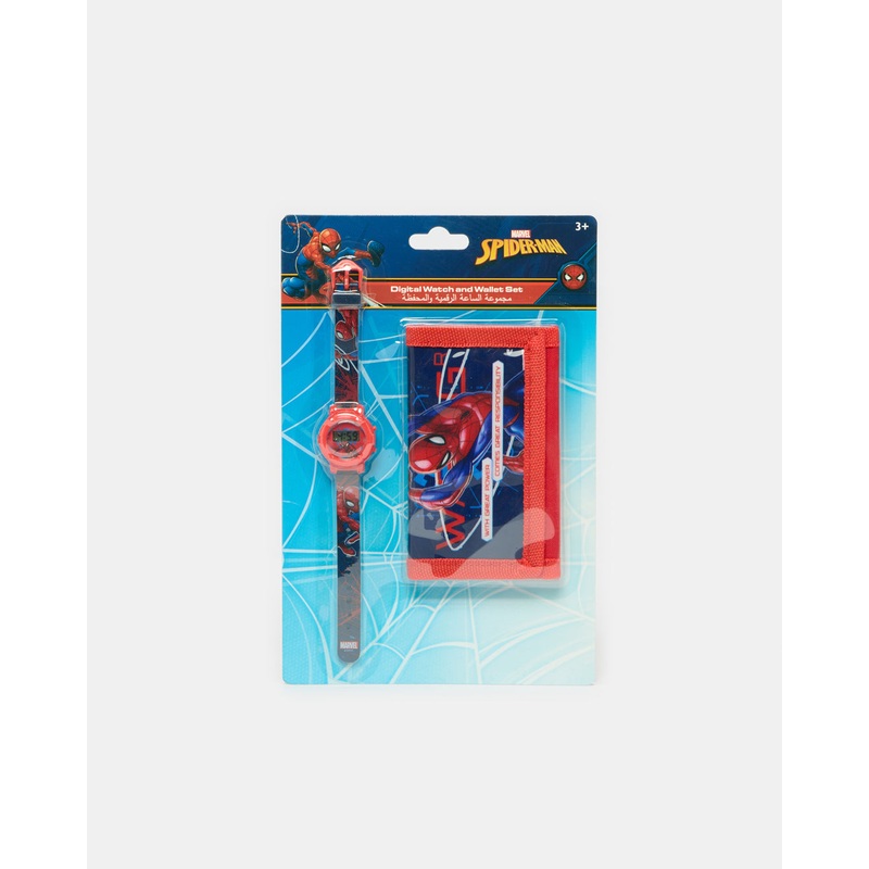 Boys Navy And Red Spider Man Wallet And Watch Set (2 Piece)