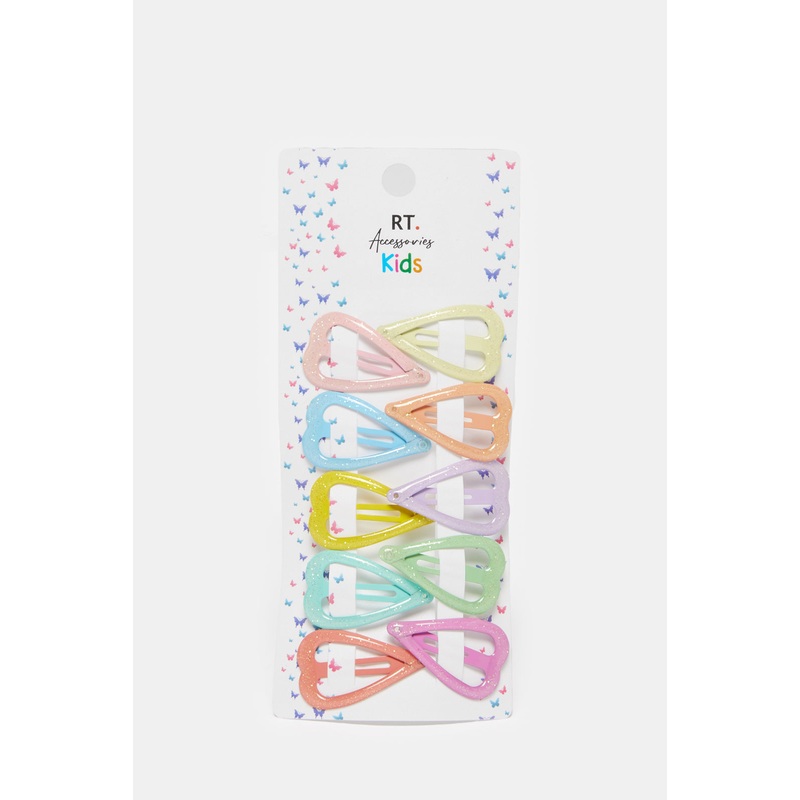 Girls Assorted Embellished Hair Clips Set (Pack of 10)