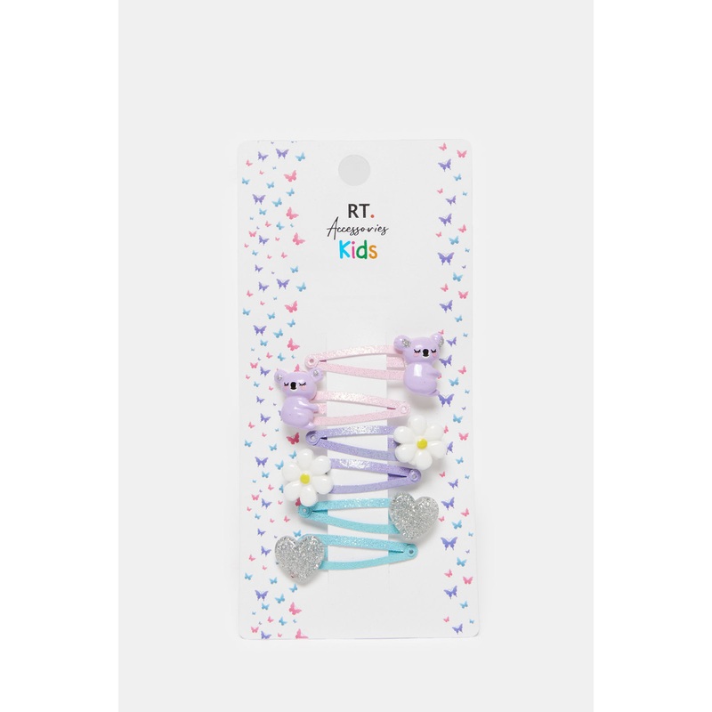Girls Assorted Embellished Hair Clips Set (Pack of 6)