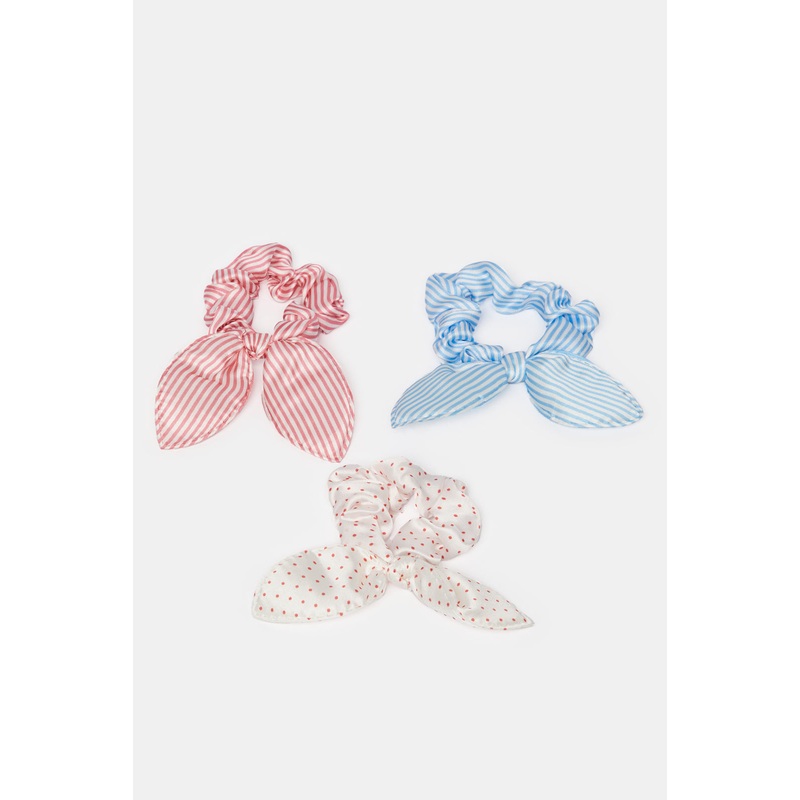Girls Assorted Printed Hair Scrunchy Set (Pack of 3)