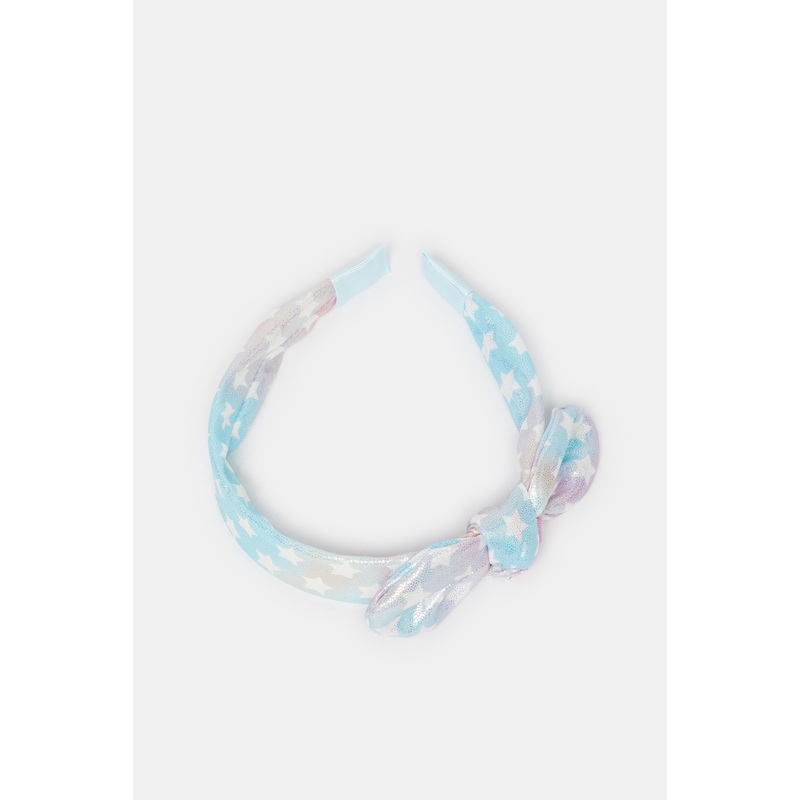Girls Blue Printed Headband|Default Title