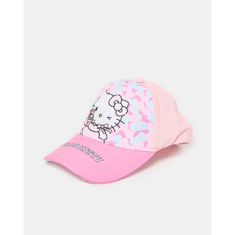 Girls Pink Embellished Hello Kitty Cap