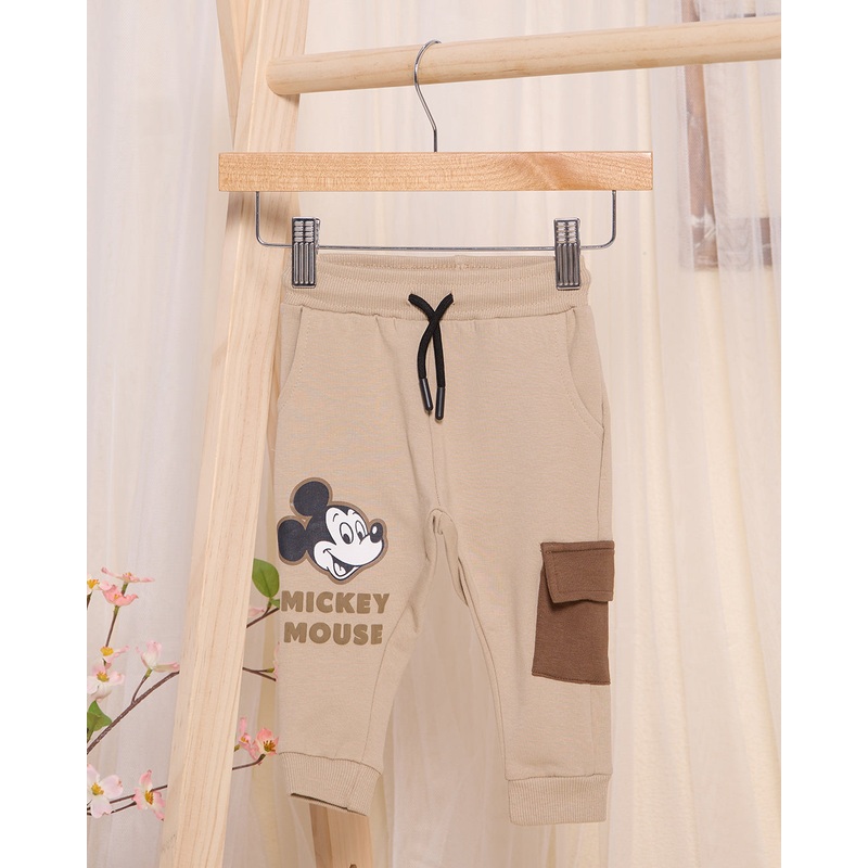 Infant Boys Beige Mickey Active Pants
