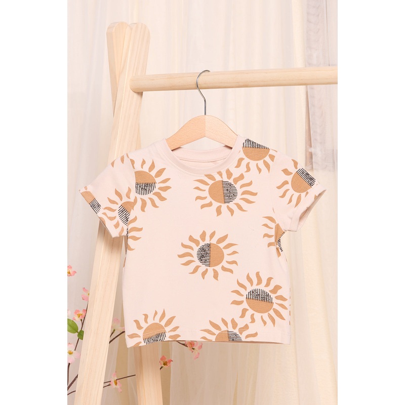 Infant Boys Beige Sun Printed T-shirt