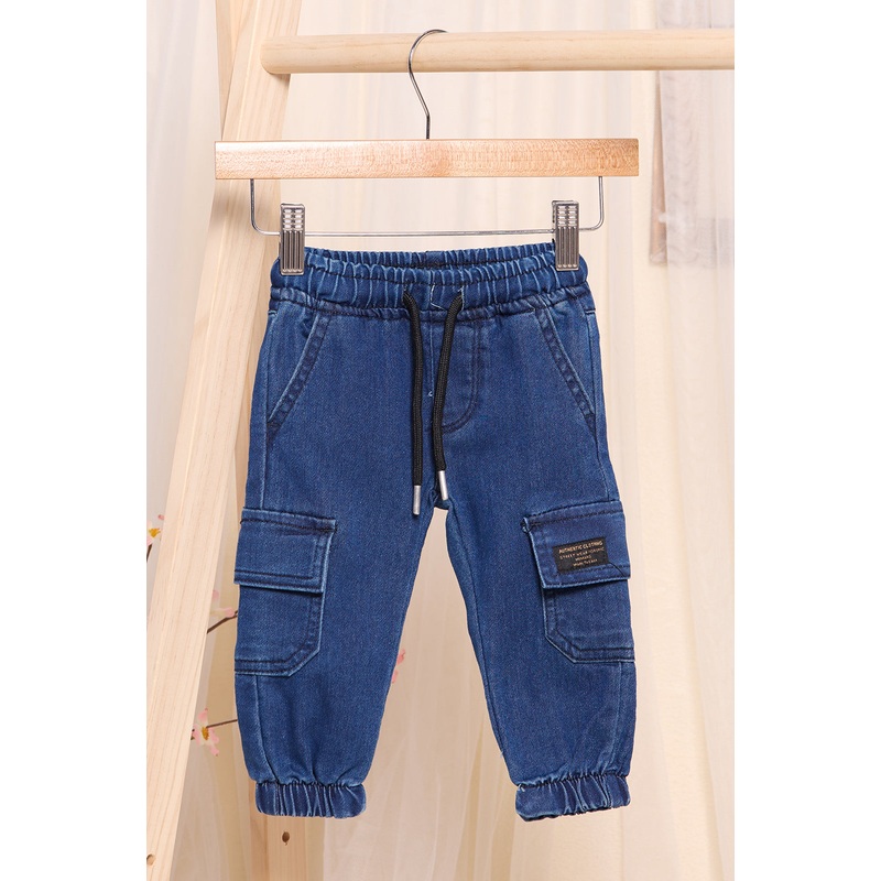 Infant Boys Blue Cargo Jeans|3-6 Months|6-12 Months|12-18 Months|18-24 Months