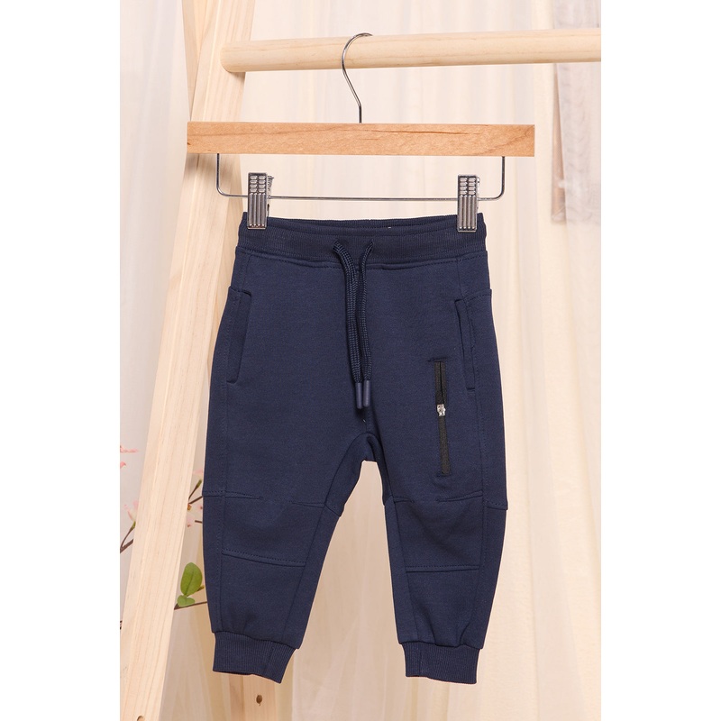 Infant Boys Navy Plated Interlock Active Pants