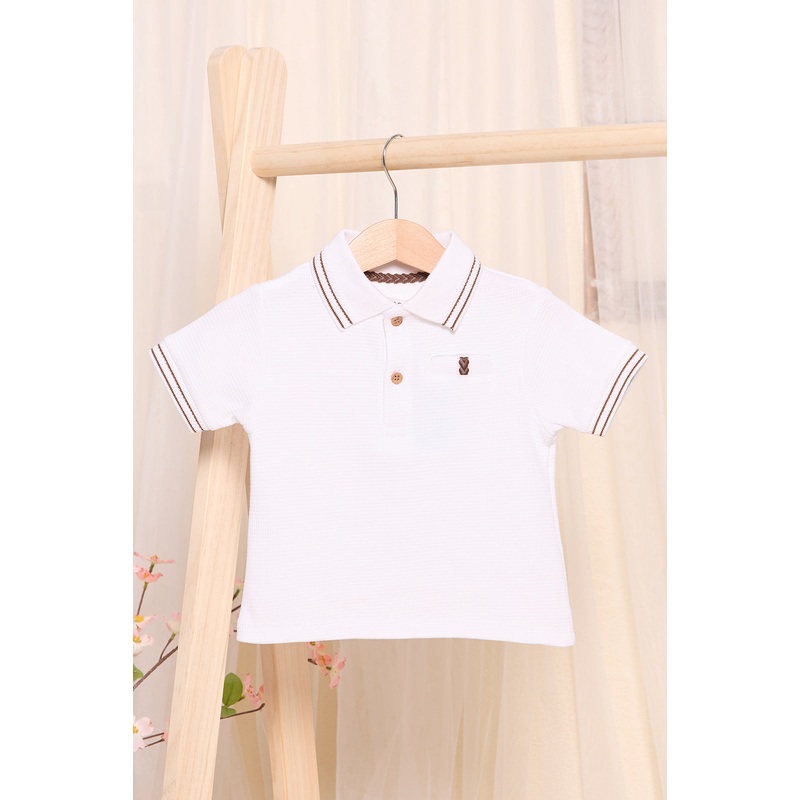Infant Boys White Jacquard Polo Shirt