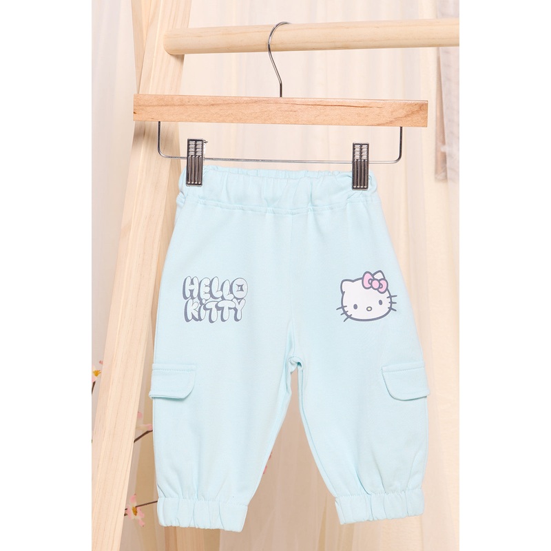 Infant Girls Blue Printed Cargo Jogger Pants