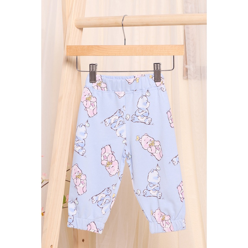 Infant Girls Blue Printed Jogger Pants
