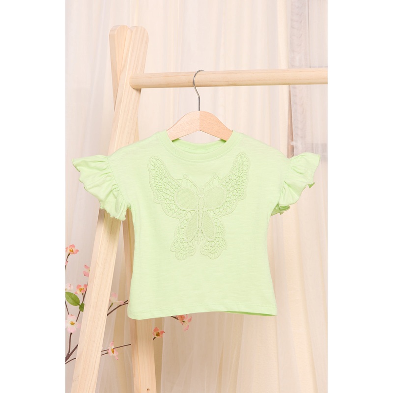Infant Girls Green Embroidered T-Shirt