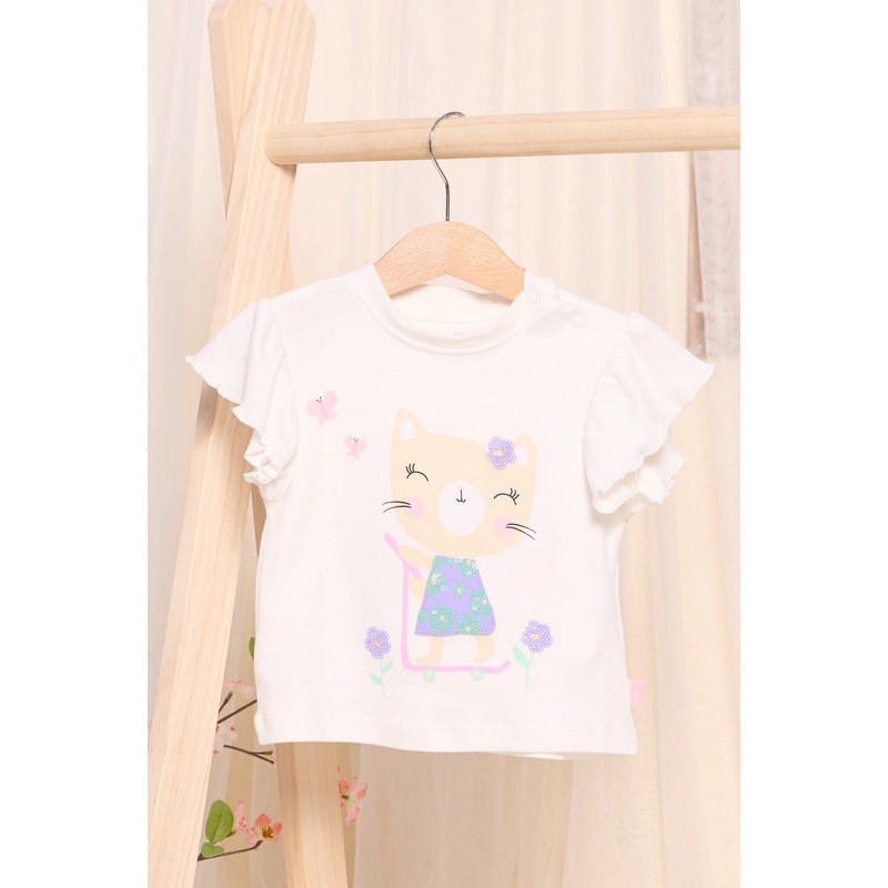 Infant Girls Ivory Embellished T-Shirt