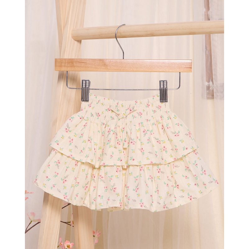 Infant Girls Ivory Tiered Printed Skirt