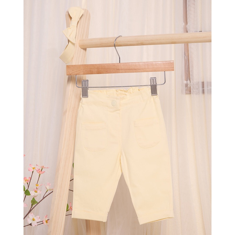 Infant Girls Yellow Plain Trousers With Headband