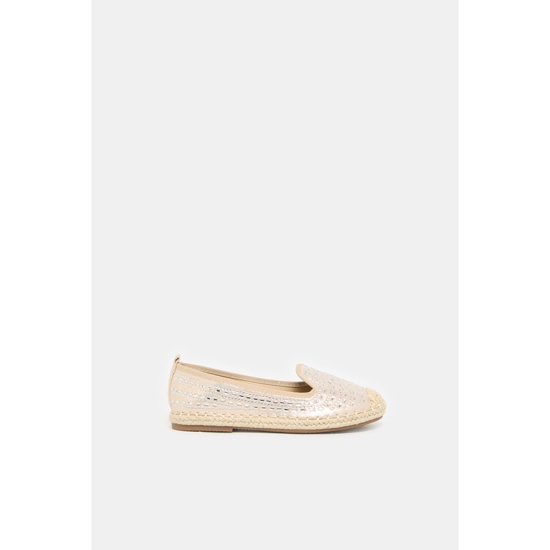 Senior Girls Beige Embellished Espadrille