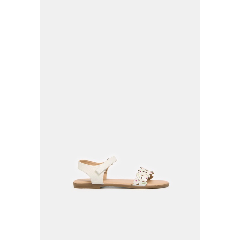 Senior Girls White Laser Cut Sandals