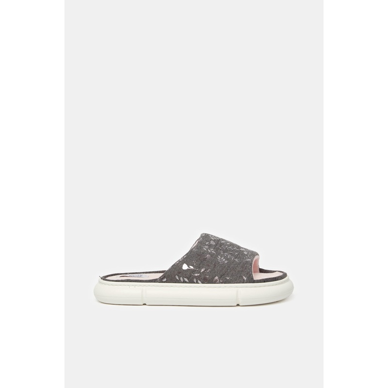 Women Grey Foil Trim Slipper|Small|Medium|Large