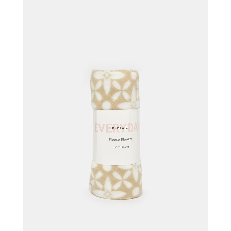 Beige Printed Fleece Blanket (Single Size)