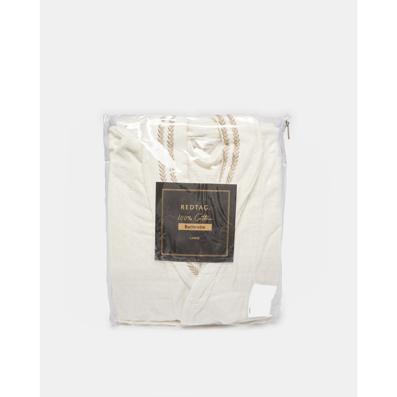 Cream Embroidery Shawl Bathrobe (Large)