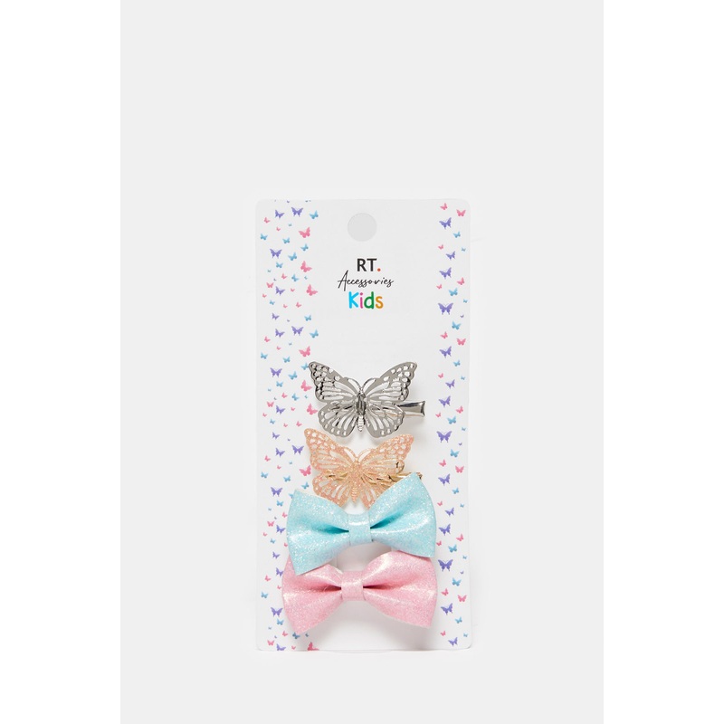 Girls Assorted Embellished Hair Clip Set (Pack of 4)