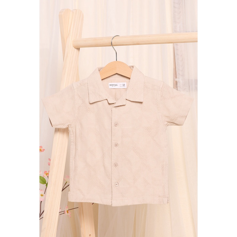 Infant Boys Beige Jacquard Shirt