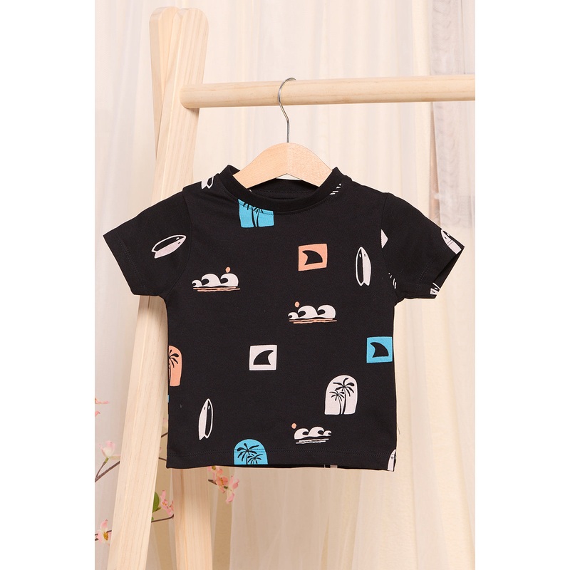 Infant Boys Black Printed T-Shirt