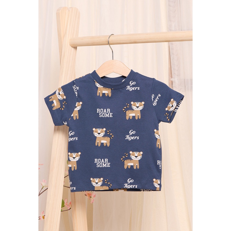 Infant Boys Navy Tiger Printed T-Shirt