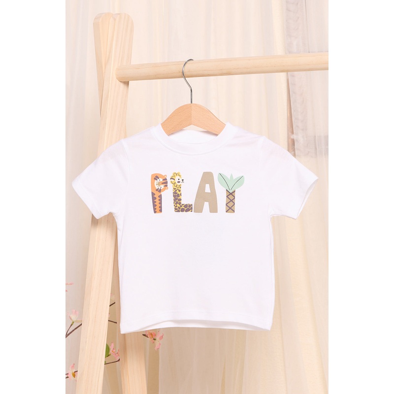 Infant Boys White Play Print T-Shirt