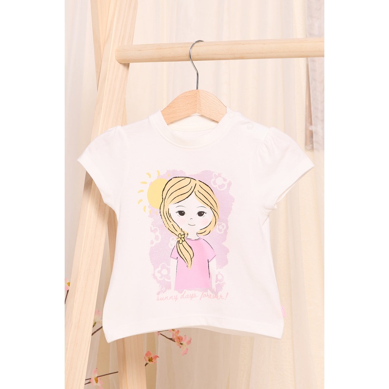 Infant Girls Ivory Girl All Over Print T-Shirt