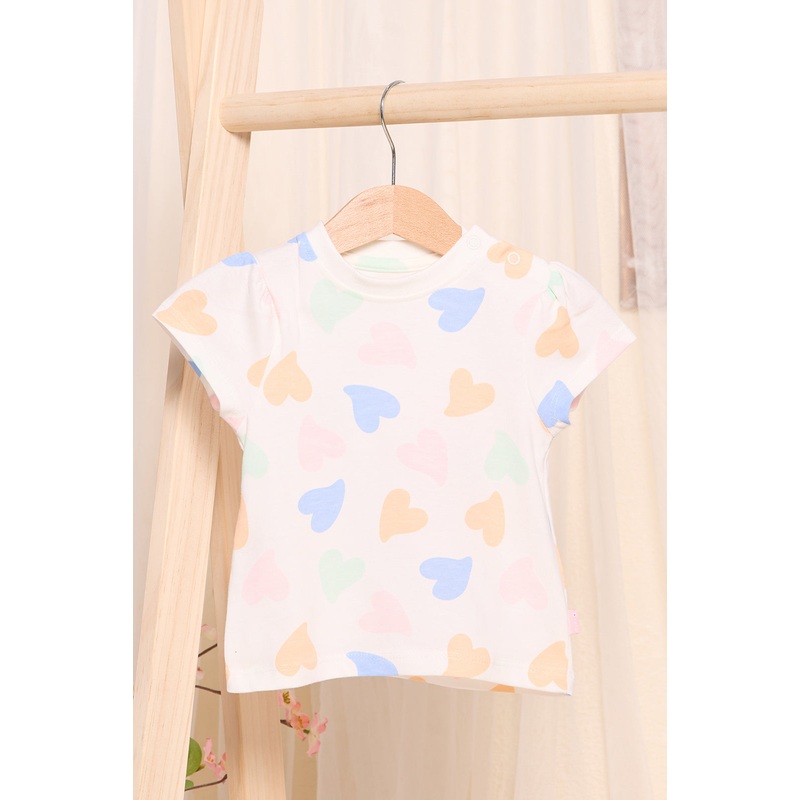 Infant Girls Ivory Heart All Over Print T-Shirt