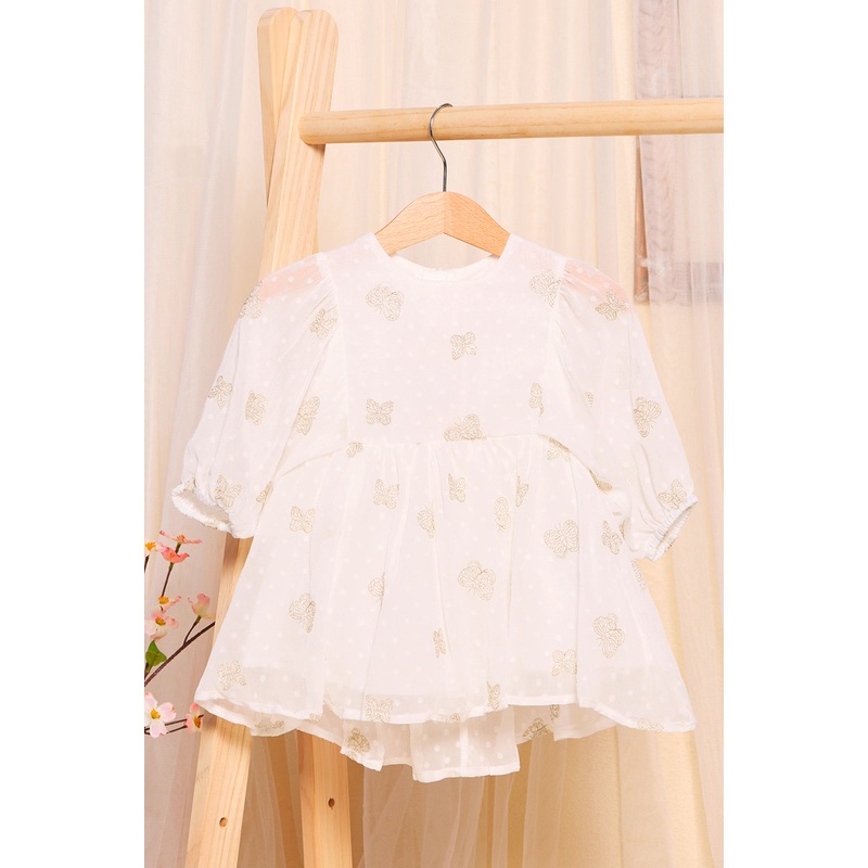 Infant Girls White Butterfly Embroidered Dress