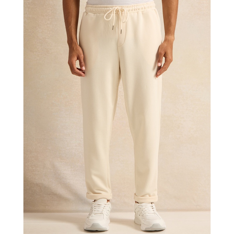Men Beige Plain Track Pants|Small|Medium|Large|X-Large|XX-Large