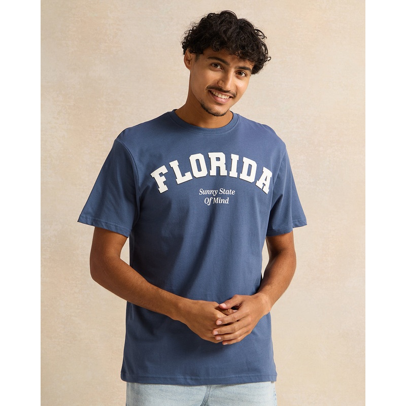 Men Blue Graphic Printed T-Shirt