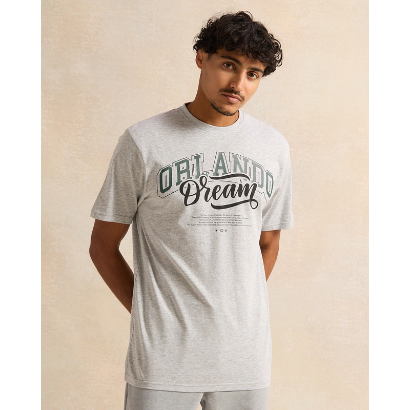 Men Grey Graphic  Printed T-Shirt