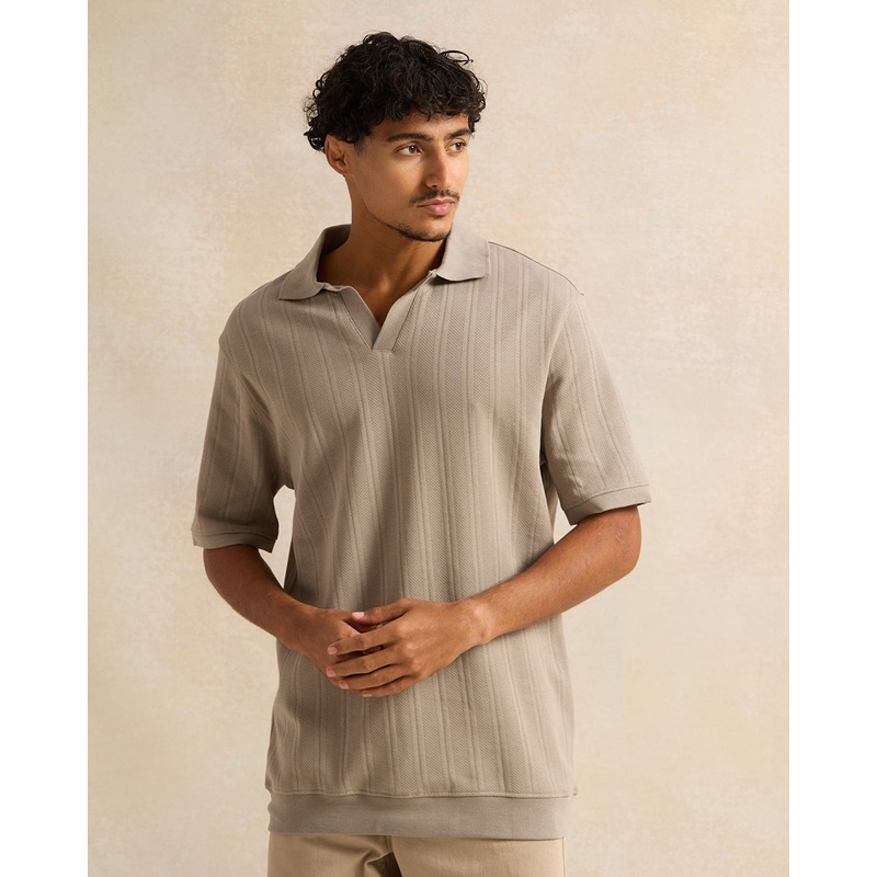 Men Grey Jacquard Polo Shirt|Small|Medium|Large|X-Large|XX-Large