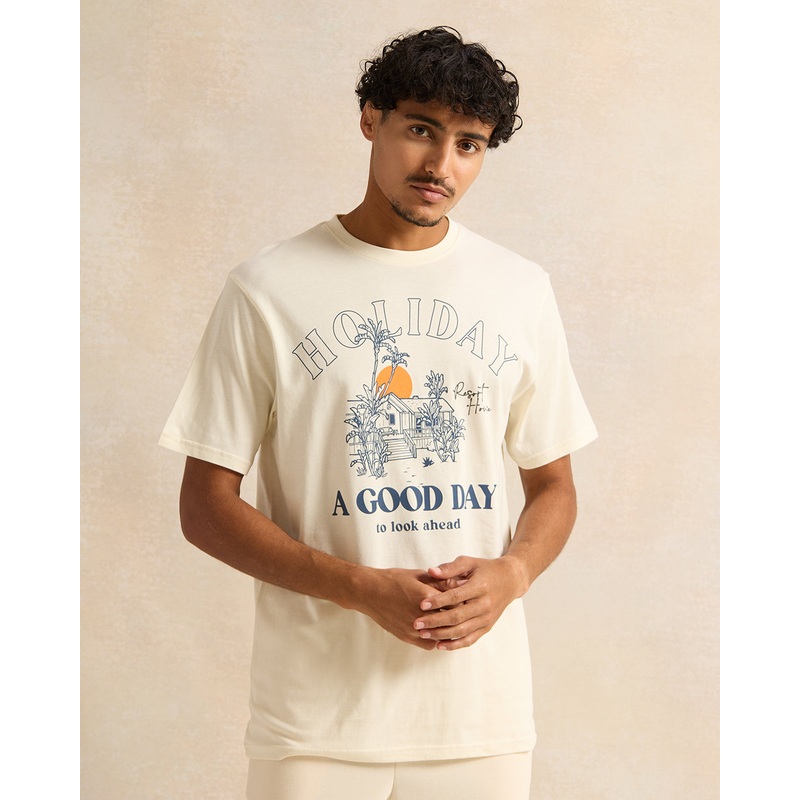 Men Ivory Graphic Printed T-Shirt