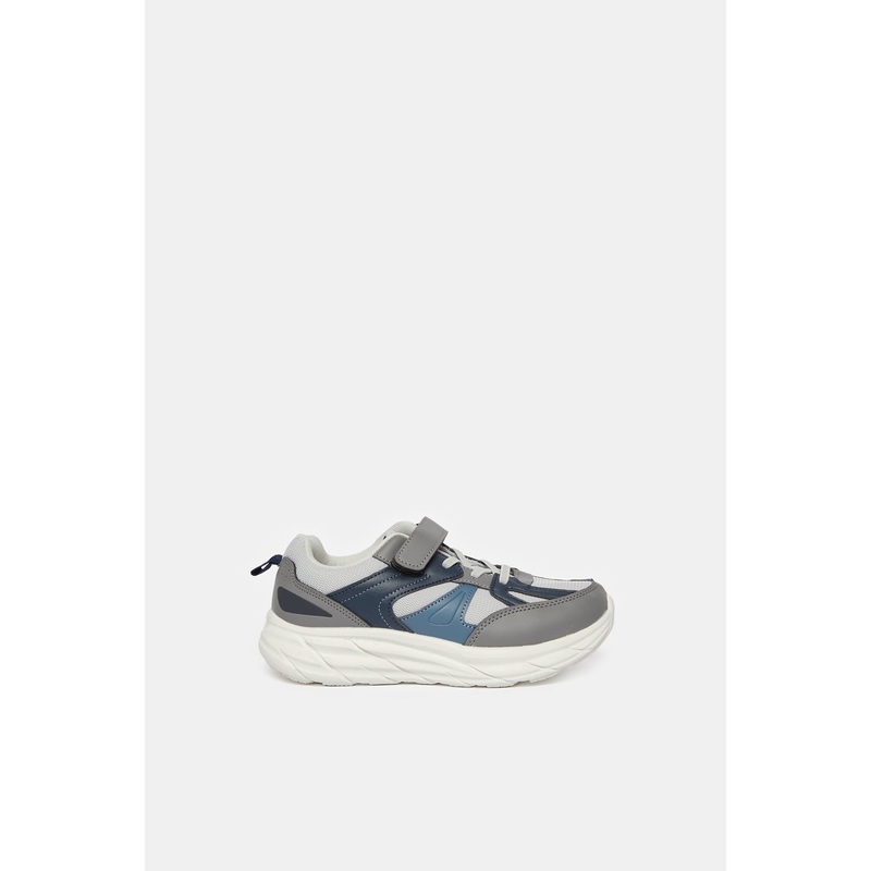 Senior Boys Grey Color Block Chunky Sneakers