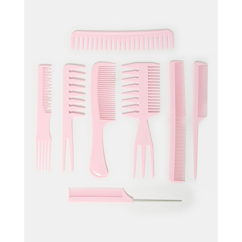 Women Pink Solid Comb Set (8 Piece)