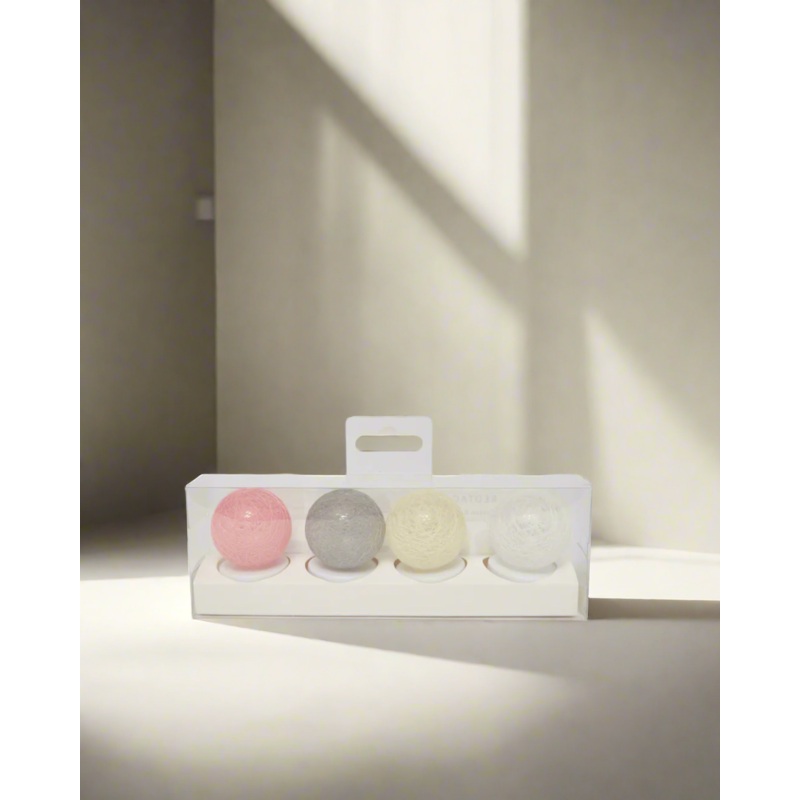 Assorted Tealight With Cotton Ball (4 Piece)