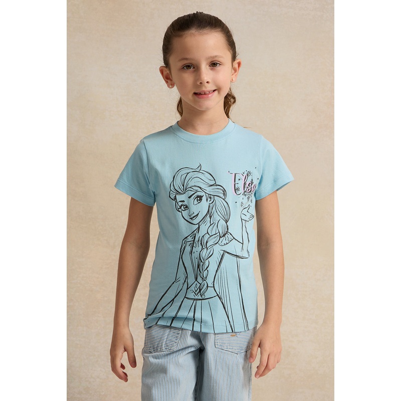 Girls Blue Frozen Print T-Shirt