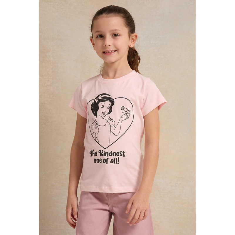 Girls Pink Snow White Print T-Shirt