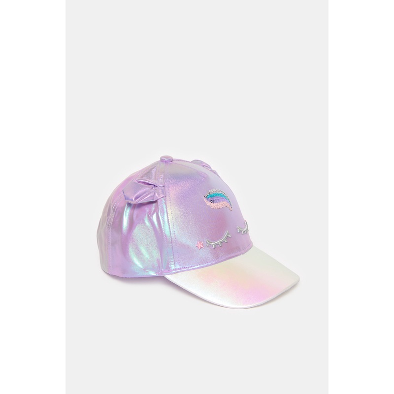 Girls Purple Embellished Cap