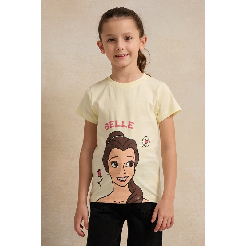 Girls Yellow Belle Print T-Shirt