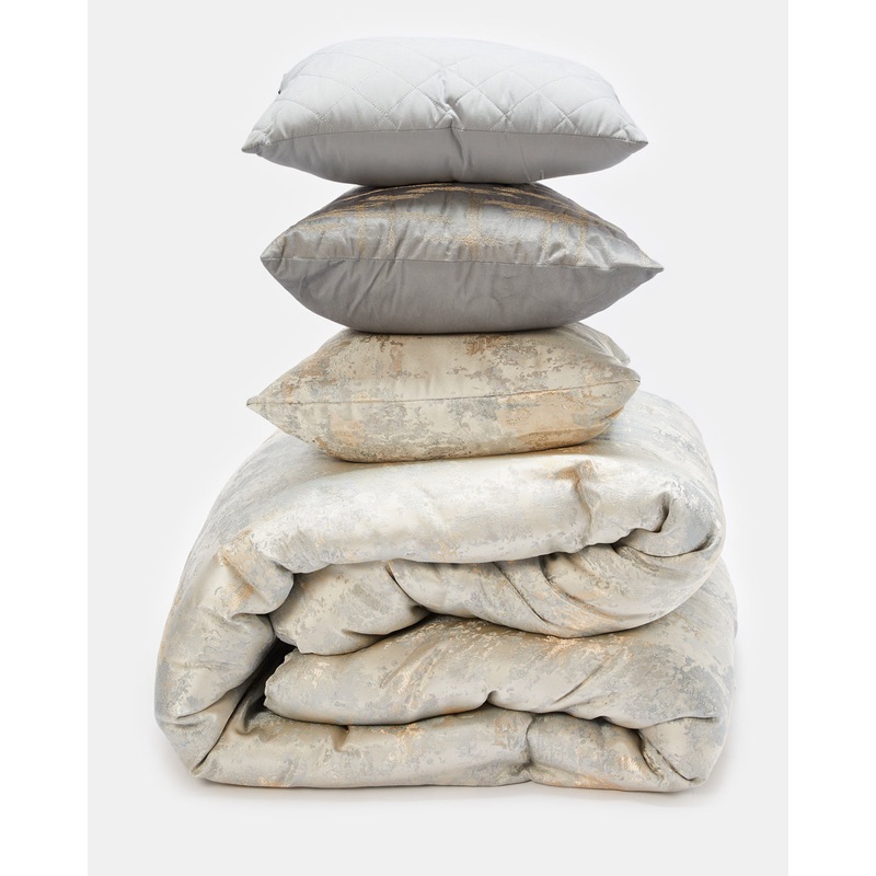 Grey 7 Piece Jacquard Comforter Set (King Size)