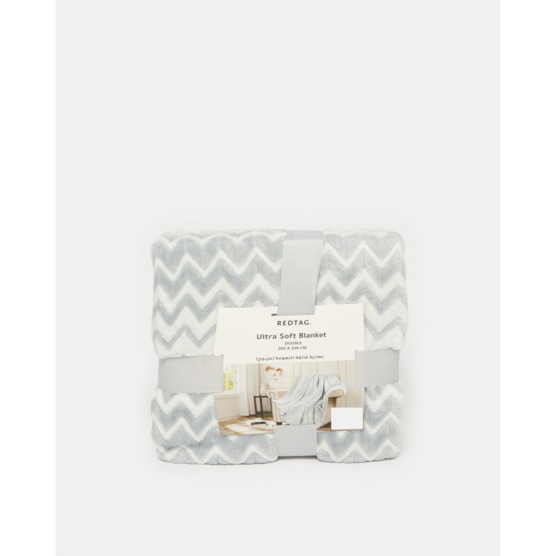 Grey Chevron Jacquard Blanket (Double Size)