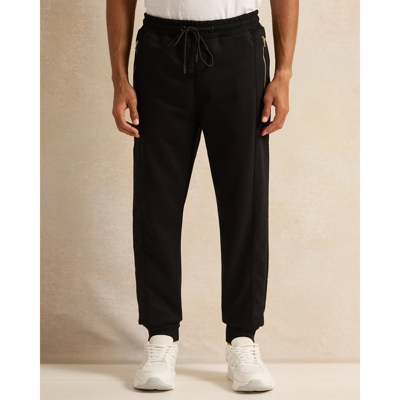 Men Black Printed Active Pants
