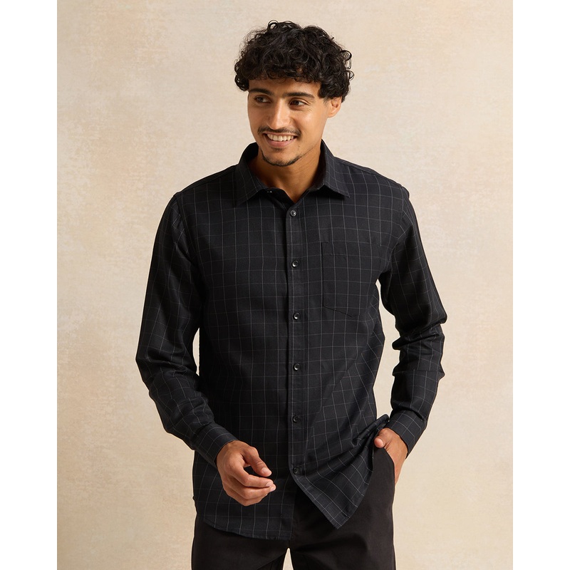 Men Black Striped Long Sleeve Shirt