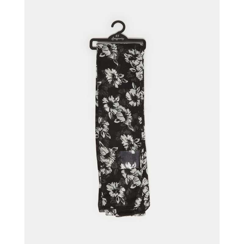 Women Black  Printed Scarf