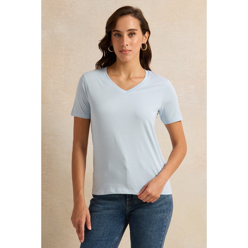 Women Blue Short Sleeved T-Shirt