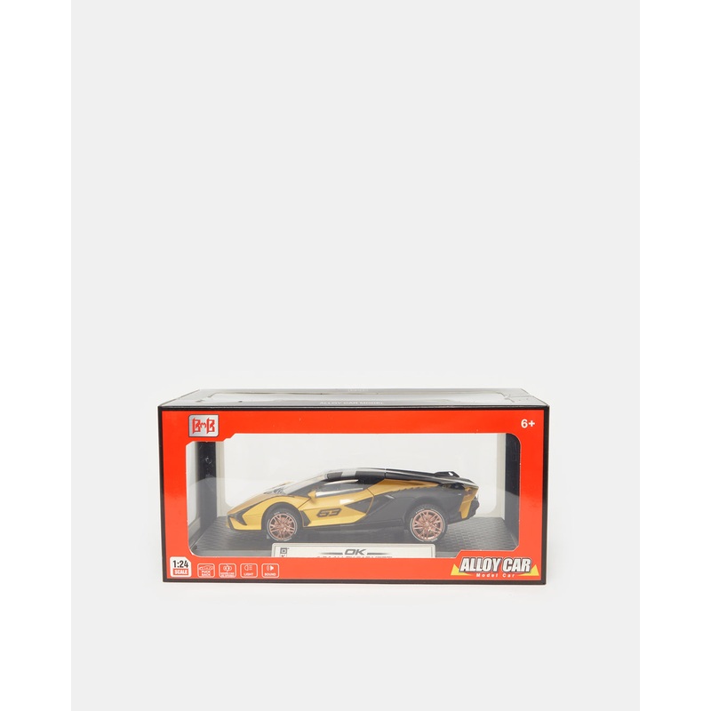 Yellow Bugatti Die Cast Model Car
