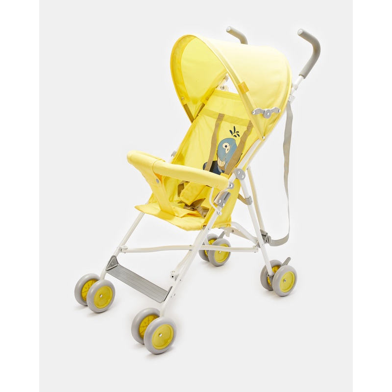 Yellow Printed Baby Buggy With Round Canopy